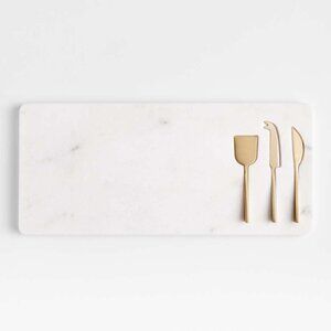 Octavia Small Marble Serving Board with Cheese Knives
